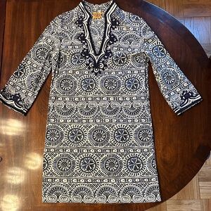 Tory Burch Blue and White Patterned Dress